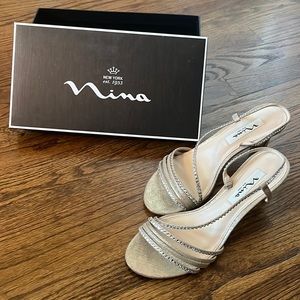 Nina Gerri - Fly Taupe Reflective Dressy Glittery Heels!  Worn once, Size 8 M